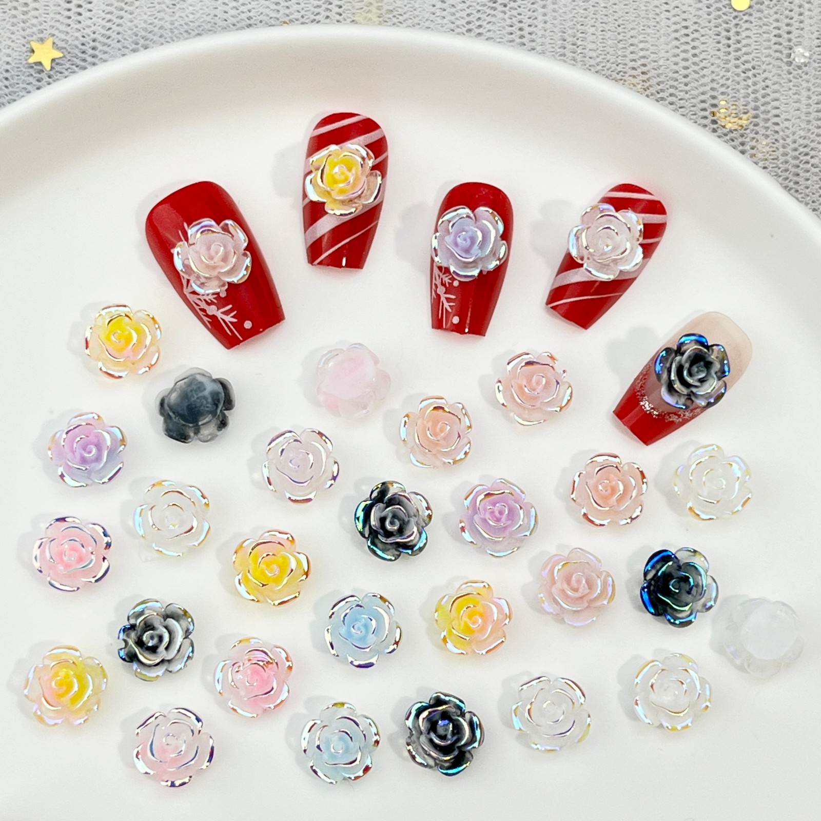 Resin Art Rose Petals - 50 SZTUK 7 Kolorów Efektu Aurora