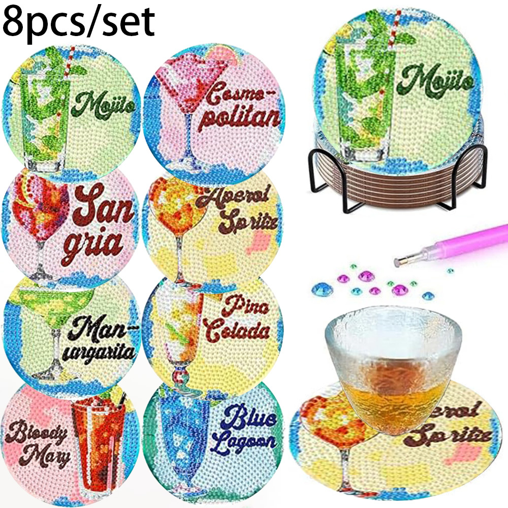 Resin Art Coasters - 8 sztuk w zestawie, podkładki pod