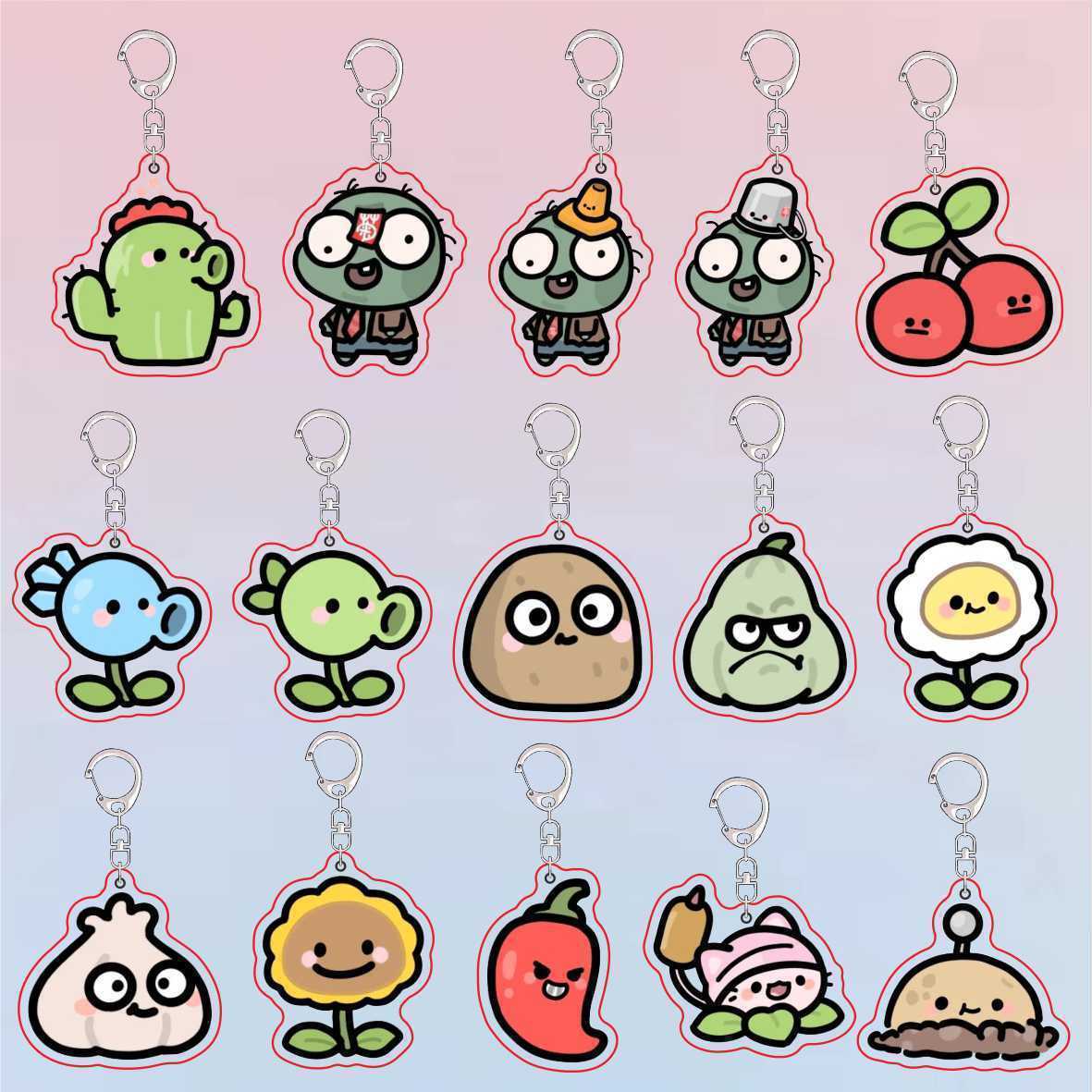 Resin Art Hanging - Akrylowy breloczek Plants Vs Zombies, uroczy,