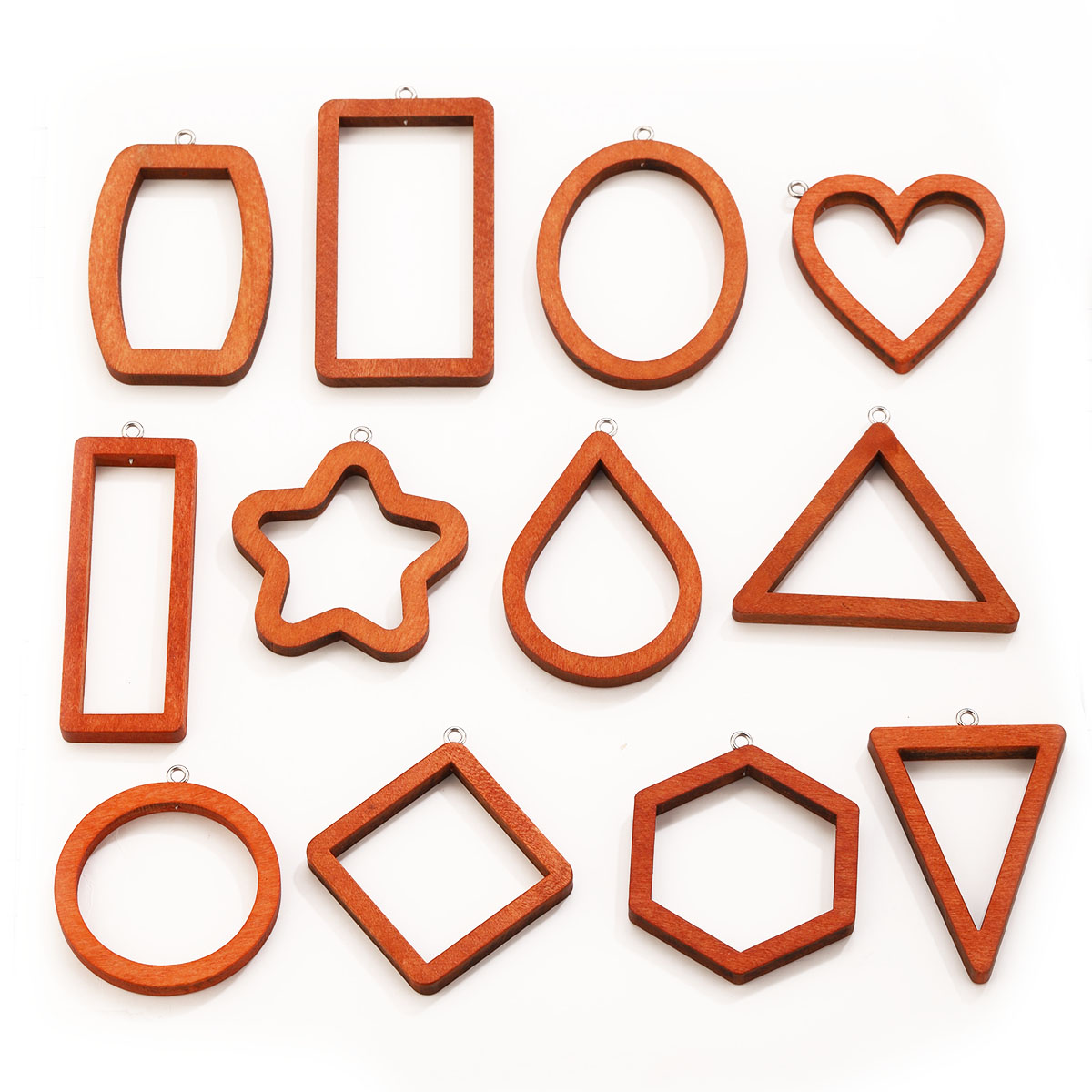 Resin Art Handmade - 10 SZT. Drewniane geometryczne zawieszki w